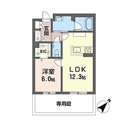 広島電鉄宮島線 高須駅 徒歩4分の賃貸マンション 1階1LDKの間取り