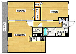 広島高速交通アストラムライン 毘沙門台駅 徒歩9分の賃貸アパート 3階2LDKの間取り