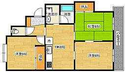 広島電鉄5系統 比治山橋駅 徒歩28分の賃貸マンション 3階3DKの間取り