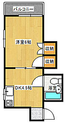 サンライズ米沢 1DKの間取図画像
