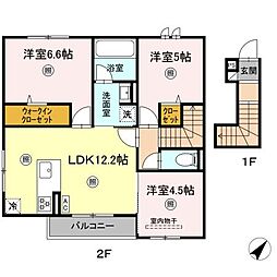 広島高速交通アストラムライン 大塚駅 徒歩13分の賃貸アパート 2階3LDKの間取り