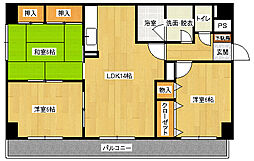 広島電鉄9系統 白島駅 徒歩4分の賃貸マンション 3階3LDKの間取り