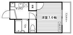 ACTIVE北方 1Kの間取図画像