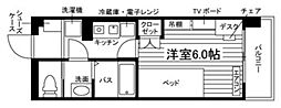学生会館津島HUB 1Kの間取図画像