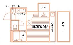 コーポカサブランカ 1Kの間取図画像