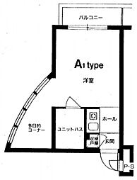 アルファ清心町1 1Kの間取図画像