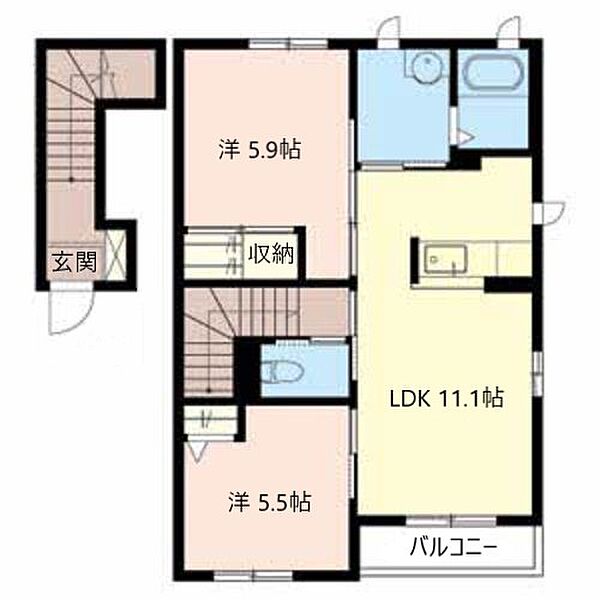 シャーメゾン狐島 206｜和歌山県和歌山市狐島(賃貸アパート2LDK・2階・57.10㎡)の写真 その2