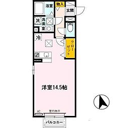 ソレアードi ワンルームの間取図画像