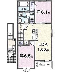 カルムメゾンII 2LDKの間取図画像