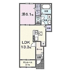 カルムメゾンII 1LDKの間取図画像