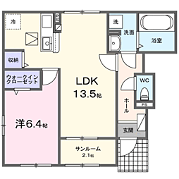 サンリットII (和歌山市内原) 1LDKの間取図画像