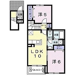 ルミナーレ西浜 2LDKの間取図画像