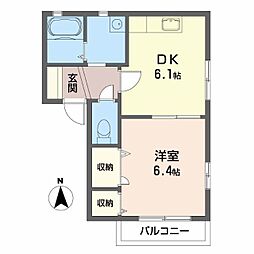 フォーレス・ノベル 1DKの間取図画像