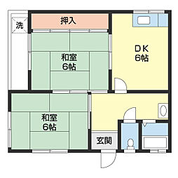 シマモトコーポ 2DKの間取図画像