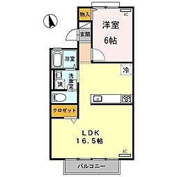 エルタチバナ 1LDKの間取図画像