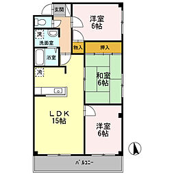 コート・ダジュールT2 3LDKの間取図画像