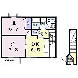 ルミエール 2DKの間取図画像