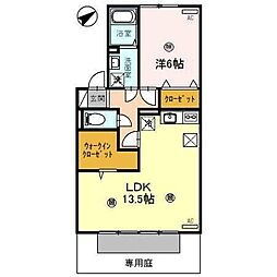 CozyCourtA 1LDKの間取図画像
