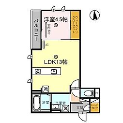 D-roomK 1LDKの間取図画像