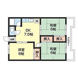 コーポサンライト 3DKの間取図画像