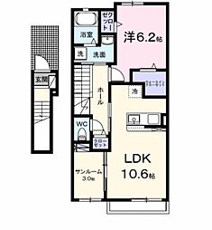 フロレゾンC 1LDKの間取図画像