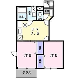 ジョイ・リバー2 2DKの間取図画像