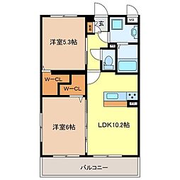 ユーミー三葛 2LDKの間取図画像