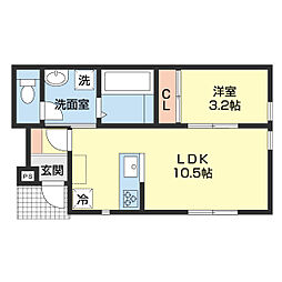 和歌山市元町奉行丁2丁目アパート 1LDKの間取図画像