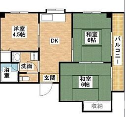 メロディーハイムしみずB 3DKの間取図画像