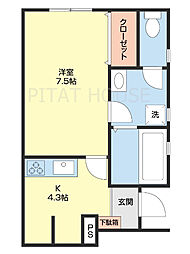 Solis四筋目 1Kの間取図画像