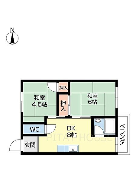 第1春日コーポ 2-2｜和歌山県和歌山市本町９丁目(賃貸マンション2DK・2階・39.66㎡)の写真 その2