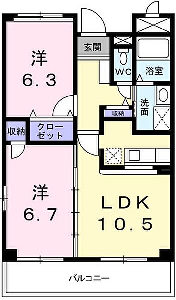 兵庫県姫路市北今宿２丁目(賃貸マンション2LDK・2階・53.73㎡)の写真 その2