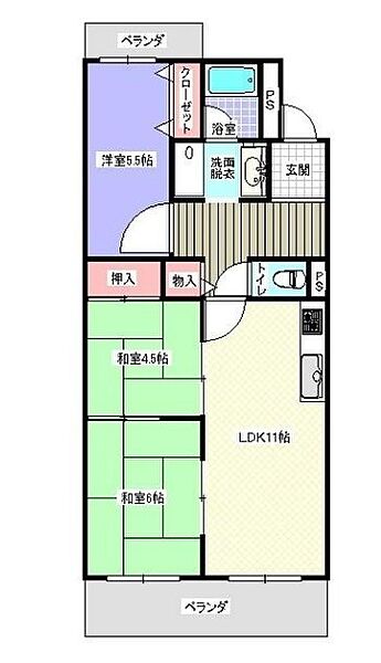 兵庫県姫路市嵐山町(賃貸マンション3LDK・3階・64.59㎡)の写真 その2