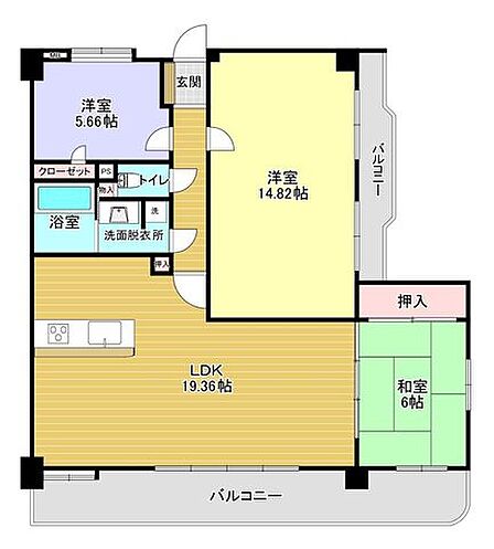 大空間の洋室があります。お子さんの多い家庭は2つに区切っても十分な広さを確保できます。