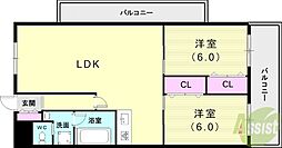メゾン竹原 2LDKの間取図画像