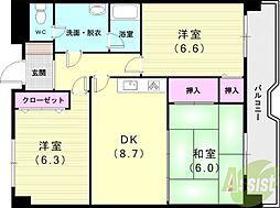 ルミエール明石 3DKの間取図画像