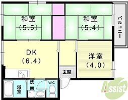 カーサK2 3DKの間取図画像