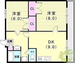 レオパレス荒打1 2DKの間取図画像