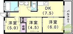 メゾン東加古川 3LDKの間取図画像