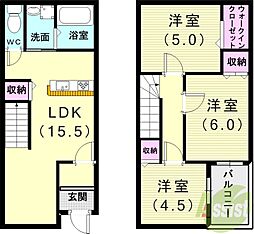 オーシャンズヴィラ朝霧ケ丘A 3LDKの間取図画像