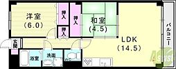 クレール松の内 2LDKの間取図画像