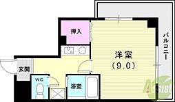 モンリズィエール2 1Kの間取図画像
