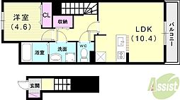 アスティール 1LDKの間取図画像
