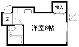 アンクルアベニュー 1階ワンルームの間取り