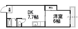 パパス永楽 1DKの間取図画像