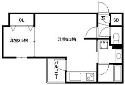 ウェルスクエア京都智恵光院 1LDKの間取図画像