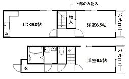 ドーリア北野東 2LDKの間取図画像
