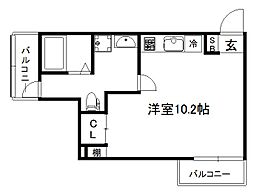 ミヤヴィ御所西 1Kの間取図画像