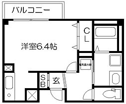ジェスペール一条 1Kの間取図画像