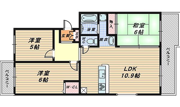 サニーコート鳳南 ｜大阪府堺市西区鳳南町5丁(賃貸マンション3LDK・1階・66.37㎡)の写真 その2